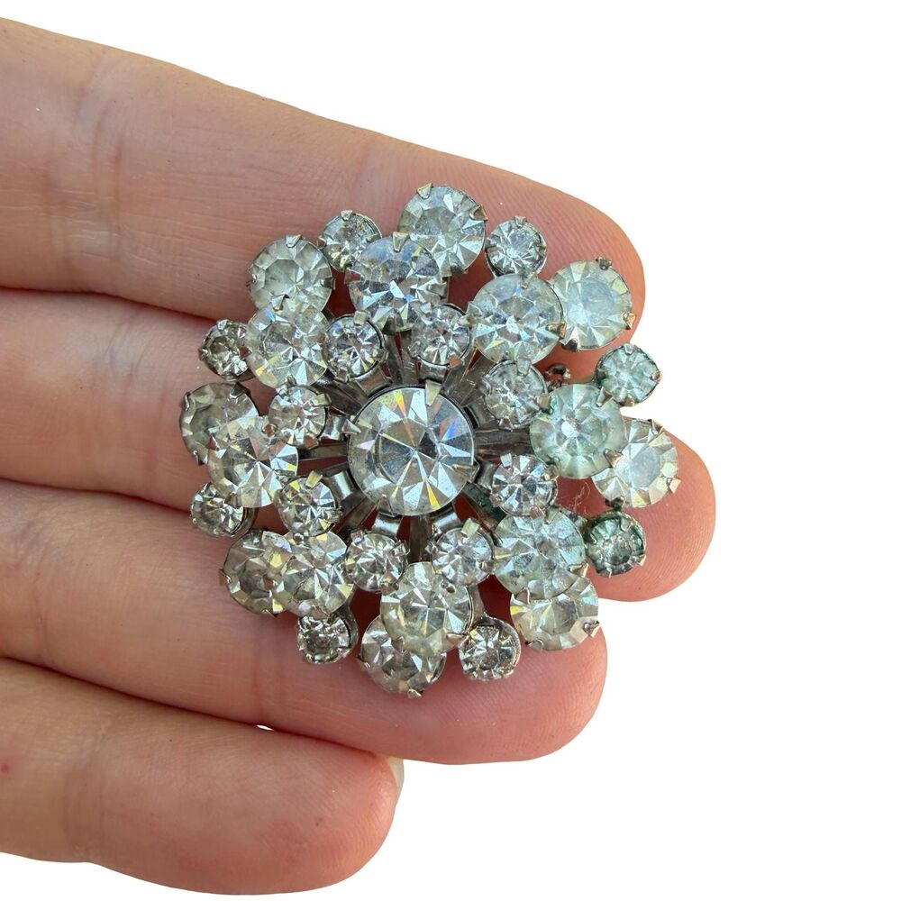 Vintage Rhinestone Cluster Brooch Bling Pin